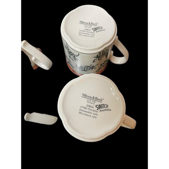 Set of 4 Villeroy & Boch SWITCH 5 PLANTATION Silma Coffee Cups Mugs 3 3/8"h - Picture 8 of 10